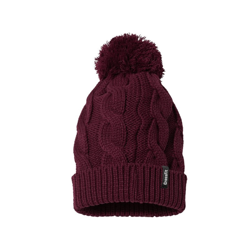 CF Chunky Knit Pom Beanie - Burgundy